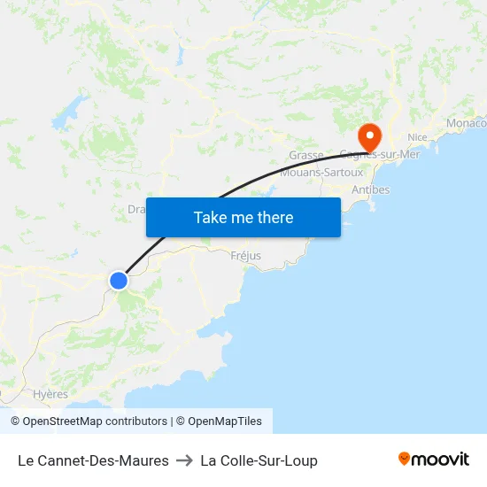 Le Cannet-Des-Maures to La Colle-Sur-Loup map