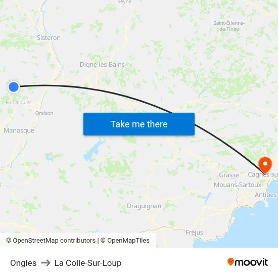 Ongles to La Colle-Sur-Loup map