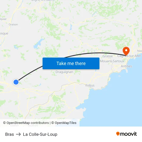 Bras to La Colle-Sur-Loup map