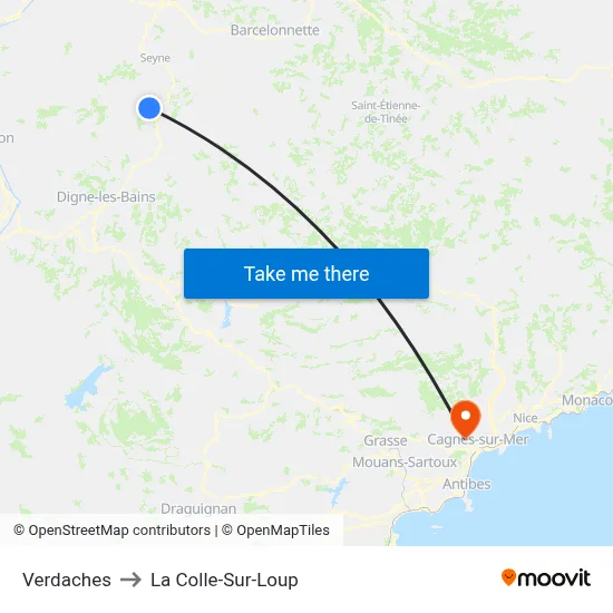 Verdaches to La Colle-Sur-Loup map