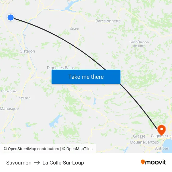 Savournon to La Colle-Sur-Loup map