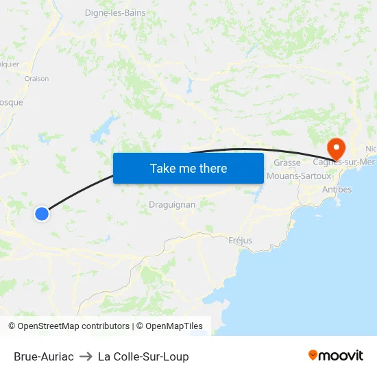 Brue-Auriac to La Colle-Sur-Loup map