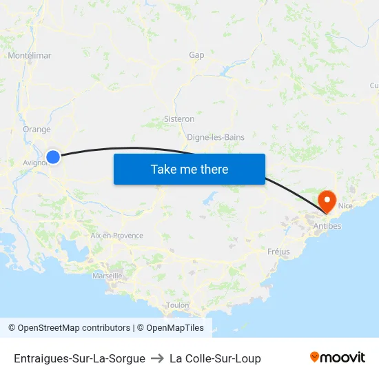 Entraigues-Sur-La-Sorgue to La Colle-Sur-Loup map