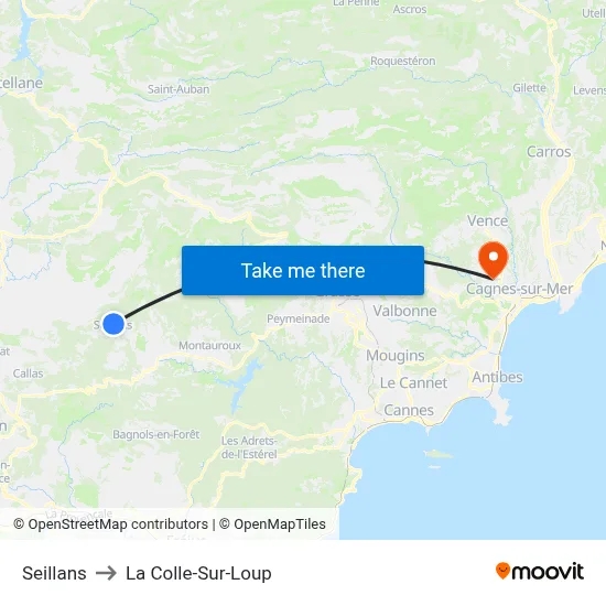 Seillans to La Colle-Sur-Loup map