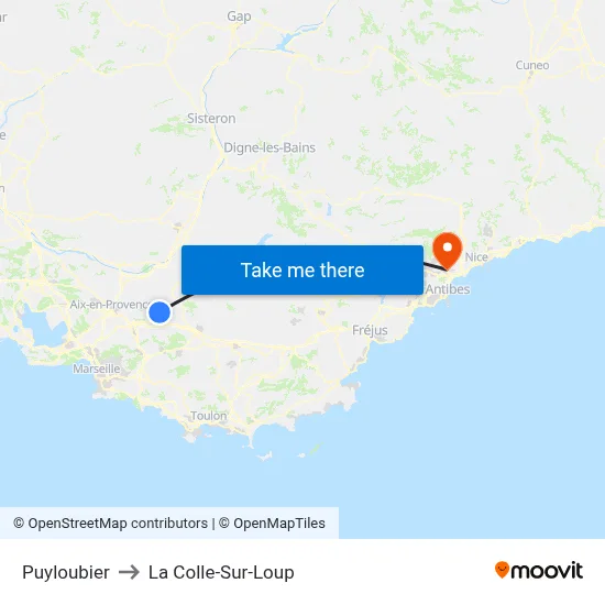 Puyloubier to La Colle-Sur-Loup map