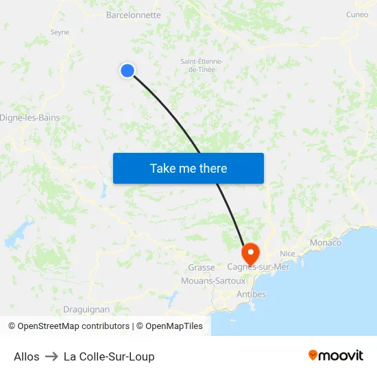 Allos to La Colle-Sur-Loup map