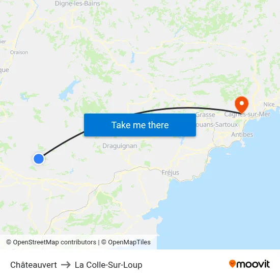 Châteauvert to La Colle-Sur-Loup map
