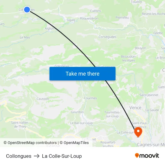 Collongues to La Colle-Sur-Loup map