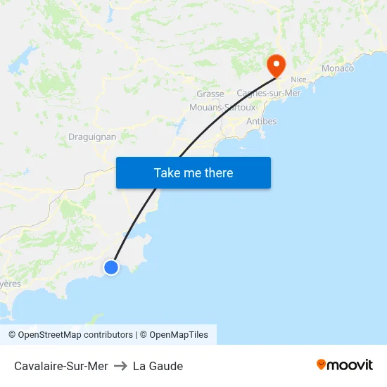 Cavalaire-Sur-Mer to La Gaude map