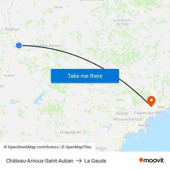 Château-Arnoux-Saint-Auban to La Gaude map