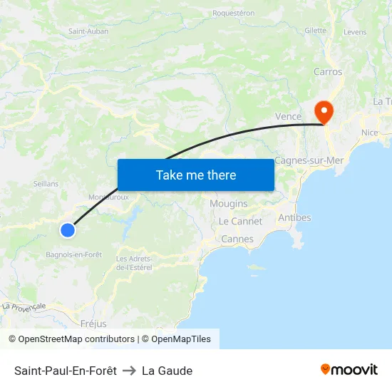Saint-Paul-En-Forêt to La Gaude map