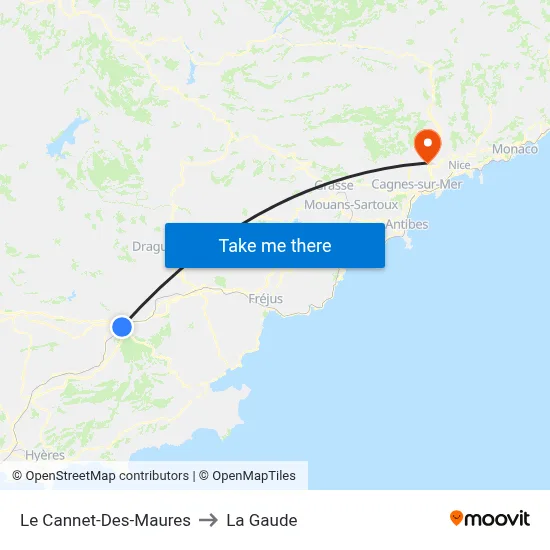Le Cannet-Des-Maures to La Gaude map