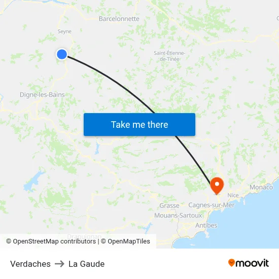 Verdaches to La Gaude map
