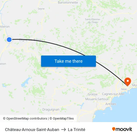 Château-Arnoux-Saint-Auban to La Trinité map