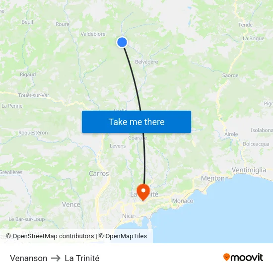 Venanson to La Trinité map