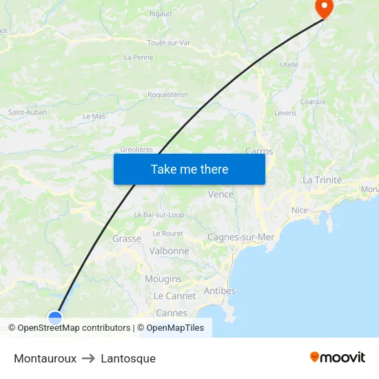 Montauroux to Lantosque map