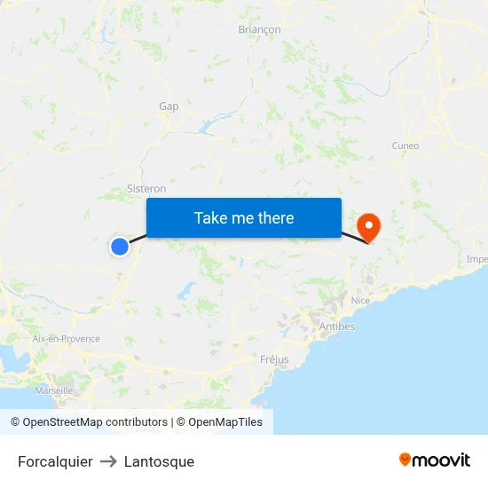 Forcalquier to Lantosque map