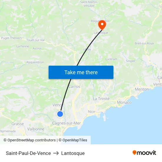 Saint-Paul-De-Vence to Lantosque map