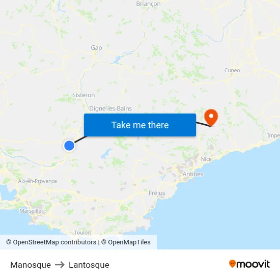 Manosque to Lantosque map