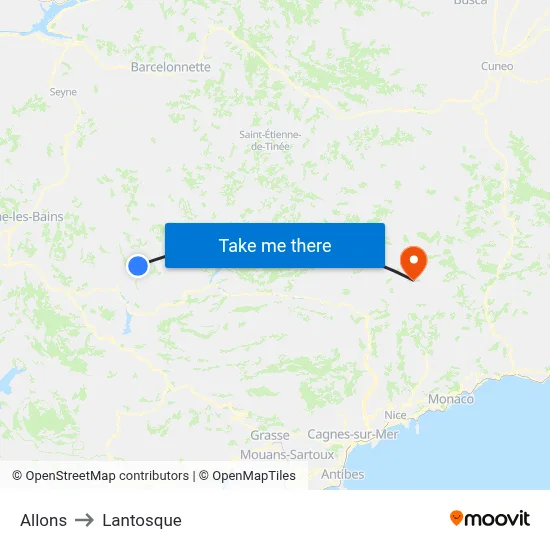 Allons to Lantosque map