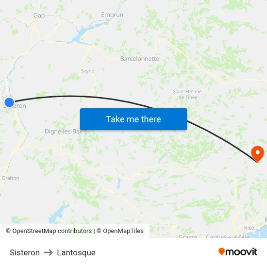 Sisteron to Lantosque map