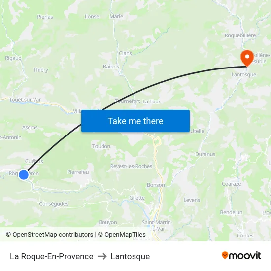 La Roque-En-Provence to Lantosque map