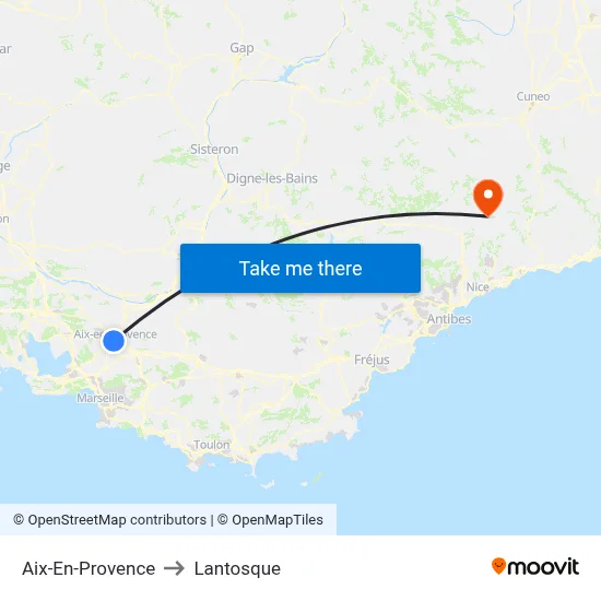 Aix-En-Provence to Lantosque map