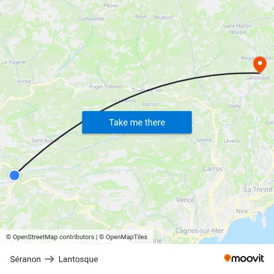 Séranon to Lantosque map