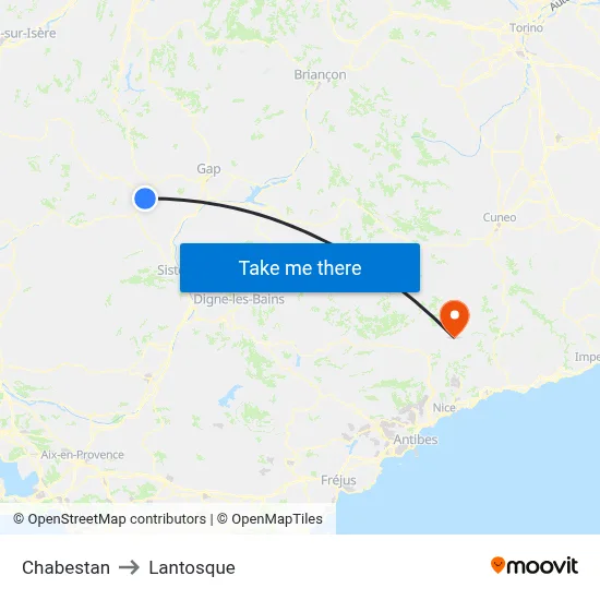Chabestan to Lantosque map