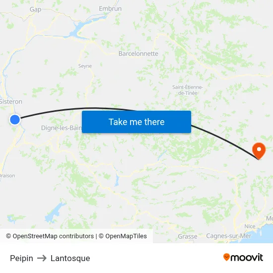 Peipin to Lantosque map