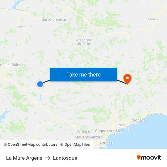La Mure-Argens to Lantosque map