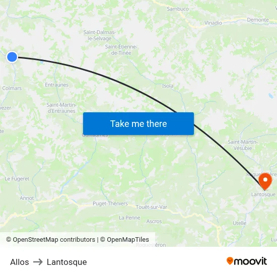 Allos to Lantosque map