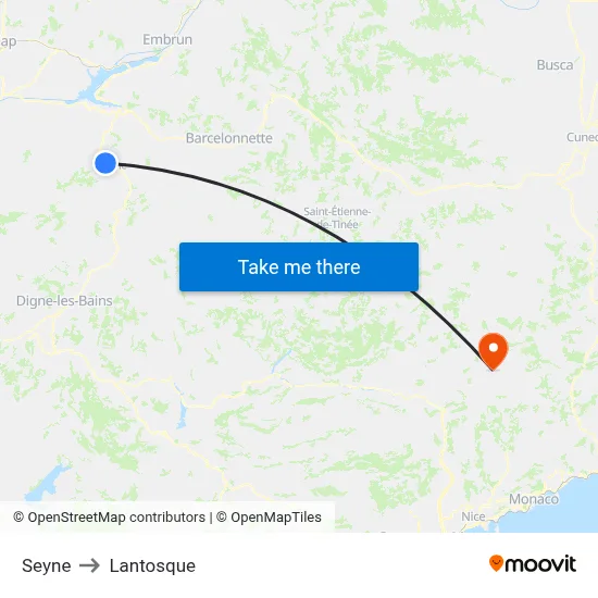 Seyne to Lantosque map