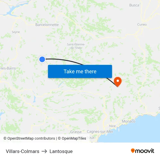 Villars-Colmars to Lantosque map