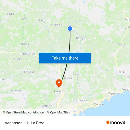 Venanson to Le Broc map
