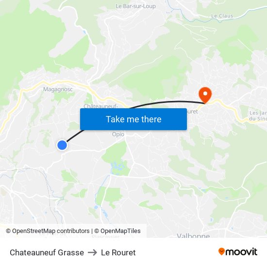 Chateauneuf Grasse to Le Rouret map