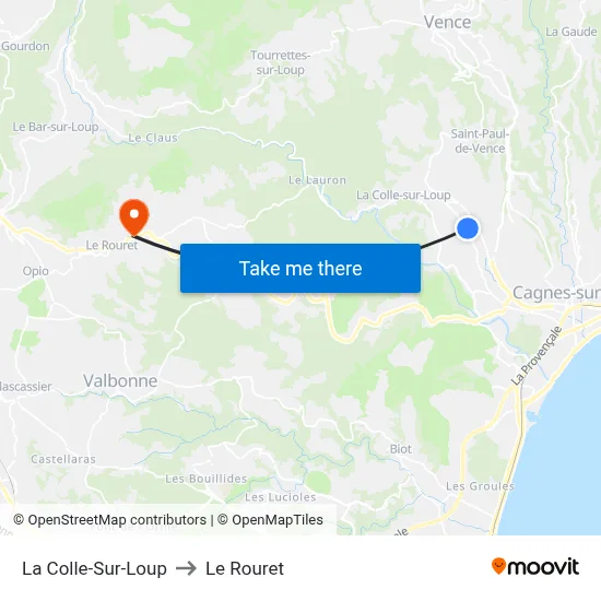 La Colle-Sur-Loup to Le Rouret map