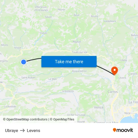 Ubraye to Levens map