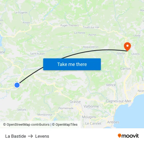 La Bastide to Levens map