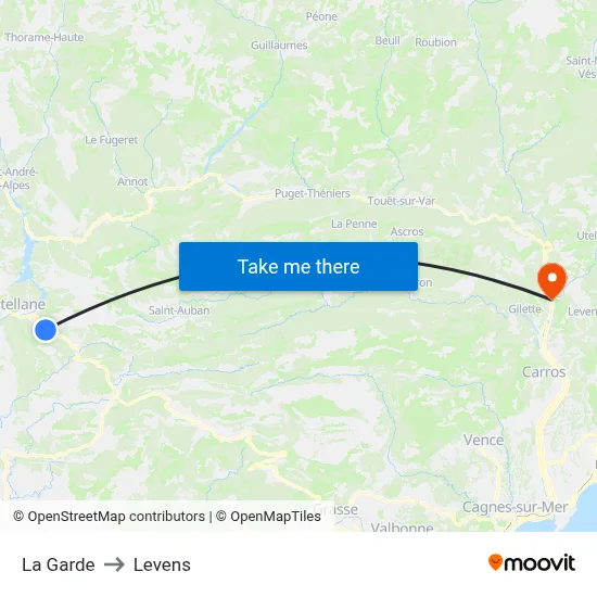 La Garde to Levens map