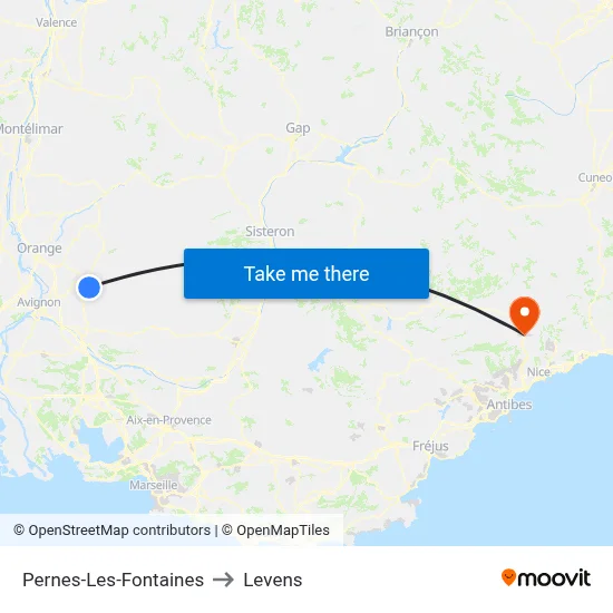 Pernes-Les-Fontaines to Levens map