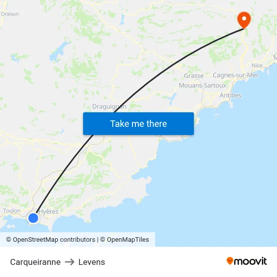 Carqueiranne to Levens map