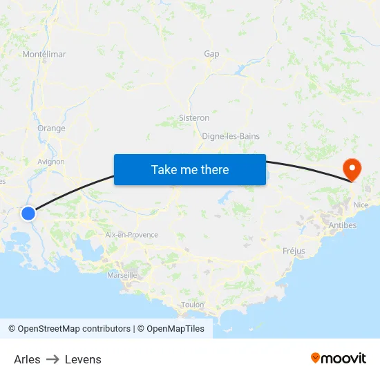 Arles to Levens map