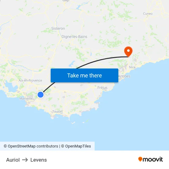 Auriol to Levens map