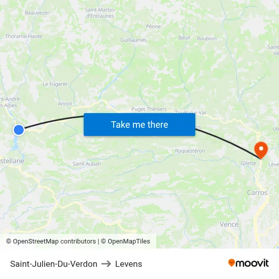 Saint-Julien-Du-Verdon to Levens map