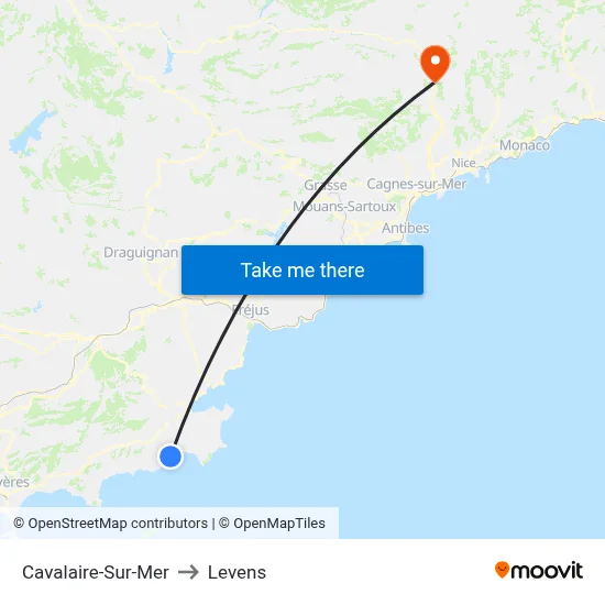 Cavalaire-Sur-Mer to Levens map
