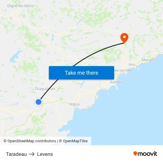 Taradeau to Levens map
