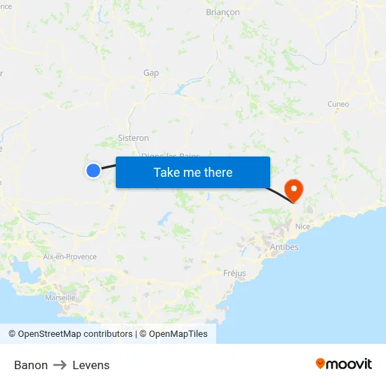 Banon to Levens map