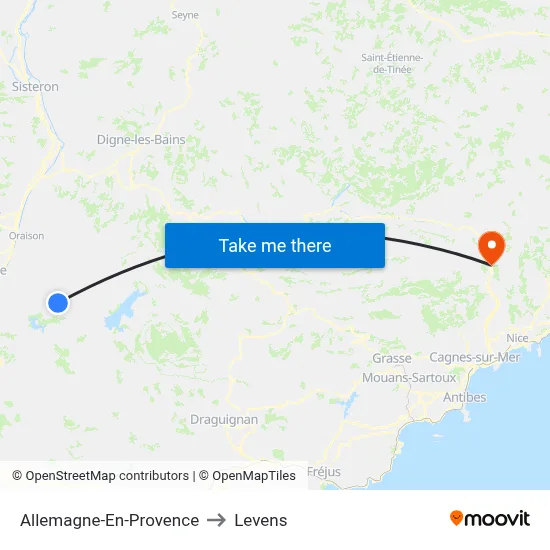 Allemagne-En-Provence to Levens map