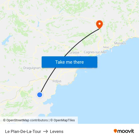 Le Plan-De-La-Tour to Levens map